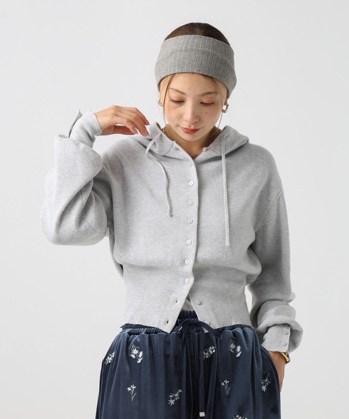 BAYFLOW（ベイフロー）の「[スタイルアップ見え]リブニットショートパーカー（パーカー・レディース・ブラック/グレー/オフホワイト・FREE）」の6枚目の写真