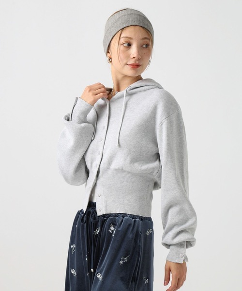 BAYFLOW（ベイフロー）の「[スタイルアップ見え]リブニットショートパーカー（パーカー・レディース・ブラック/グレー/オフホワイト・FREE）」の7枚目の写真