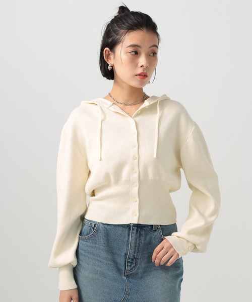 BAYFLOW（ベイフロー）の「[スタイルアップ見え]リブニットショートパーカー（パーカー・レディース・ブラック/グレー/オフホワイト・FREE）」の22枚目の写真