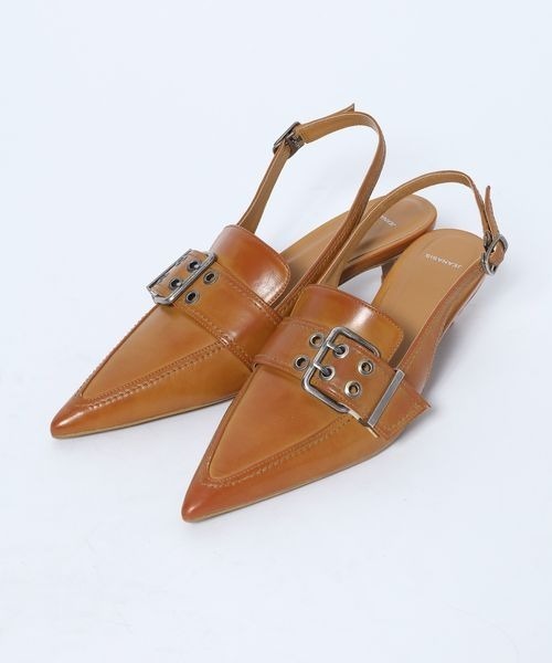 JEANASIS（ジーナシス）の「ベルトデザインポインテッドミュール/638820（パンプス・レディース・ブラック/ベージュ系その他/ブラウン・LARGE/MEDIUM）」の3枚目の写真