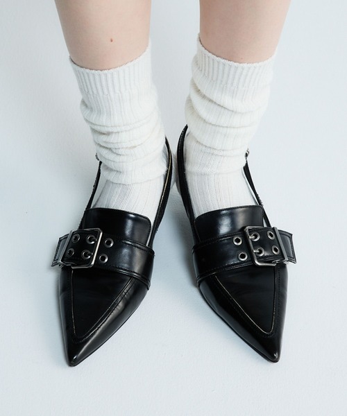 JEANASIS（ジーナシス）の「ベルトデザインポインテッドミュール/638820（パンプス・レディース・ブラック/ベージュ系その他/ブラウン・LARGE/MEDIUM）」の2枚目の写真