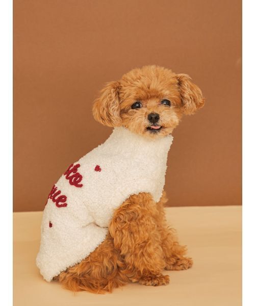 gelato pique（ジェラートピケ）の「【CAT&DOG】ハイネックロゴプルオーバー（リード/ハーネス/首輪・レディース・アイボリー/ブラウン/ピンク・S/M/L）」の4枚目の写真