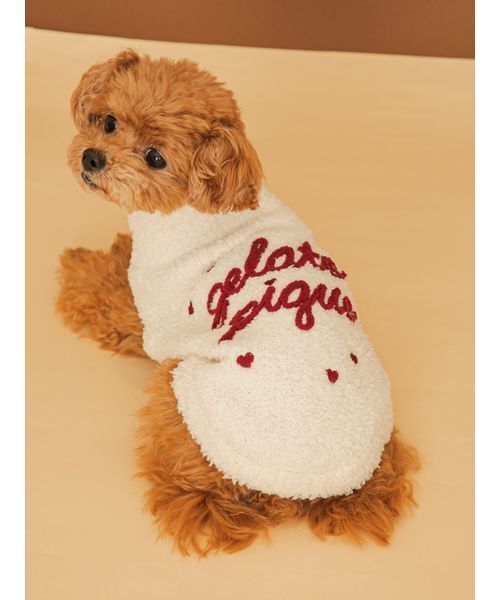 gelato pique（ジェラートピケ）の「【CAT&DOG】ハイネックロゴプルオーバー（リード/ハーネス/首輪・レディース・アイボリー/ブラウン/ピンク・S/M/L）」の5枚目の写真