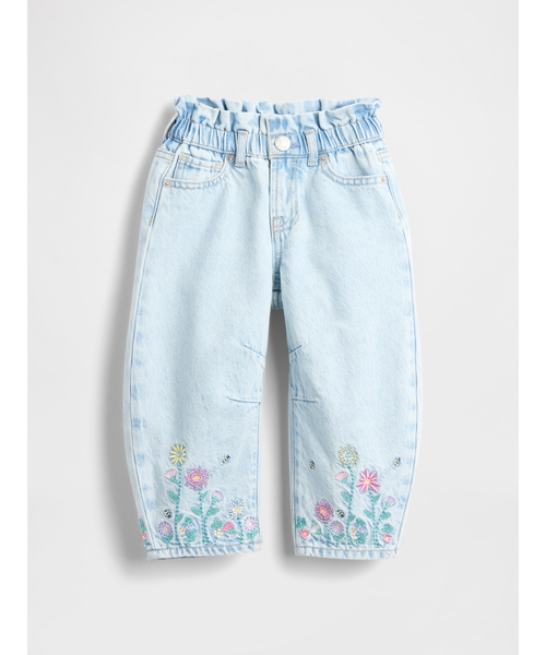 GAP(ギャップ)の「フローラル ホースシューデニム (幼児・ベビー)(デニムパンツ・キッズ・ライトインディゴブルー・90cm/105cm/100cm/70cm/80cm/95cm/110cm)」の1枚目の写真