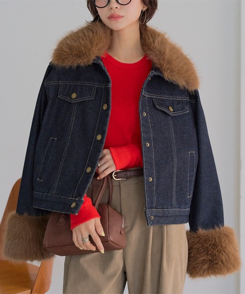 KOBE LETTUCE（コウベレタス）の「[ 裏起毛 ] ファー付きデニムジャケット（デニムジャケット・レディース・インディゴブルー/ブルー・M）」の4枚目の写真