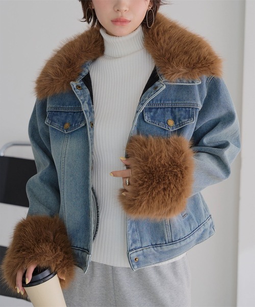 KOBE LETTUCE（コウベレタス）の「[ 裏起毛 ] ファー付きデニムジャケット（デニムジャケット・レディース・インディゴブルー/ブルー・M）」の7枚目の写真