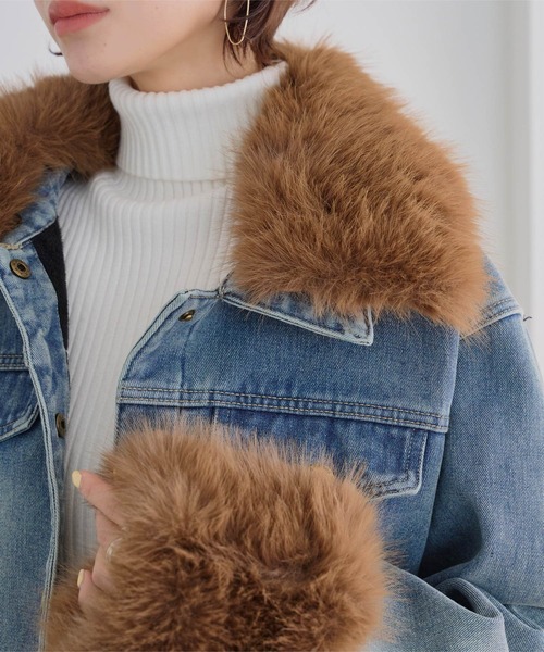 KOBE LETTUCE（コウベレタス）の「[ 裏起毛 ] ファー付きデニムジャケット（デニムジャケット・レディース・インディゴブルー/ブルー・M）」の9枚目の写真