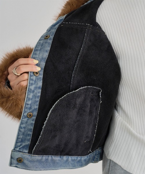 KOBE LETTUCE（コウベレタス）の「[ 裏起毛 ] ファー付きデニムジャケット（デニムジャケット・レディース・インディゴブルー/ブルー・M）」の10枚目の写真