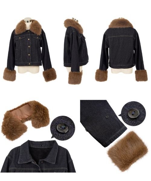 KOBE LETTUCE（コウベレタス）の「[ 裏起毛 ] ファー付きデニムジャケット（デニムジャケット・レディース・インディゴブルー/ブルー・M）」の11枚目の写真