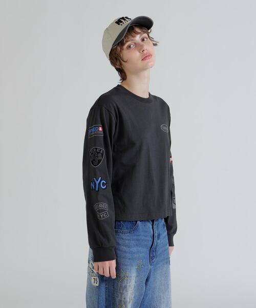 AVIREX(アヴィレックス)の「MOTOR ARM PATCH L/S T-SHIRT(Tシャツ/カットソー・レディース・チャコールグレー/その他18/ホワイト・F)」の3枚目の写真