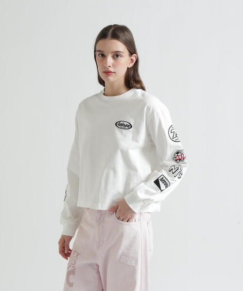 AVIREX(アヴィレックス)の「MOTOR ARM PATCH L/S T-SHIRT(Tシャツ/カットソー・レディース・チャコールグレー/その他18/ホワイト・F)」の4枚目の写真