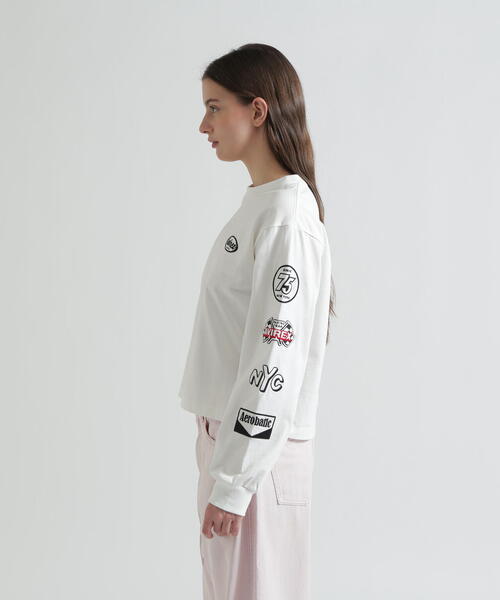 AVIREX(アヴィレックス)の「MOTOR ARM PATCH L/S T-SHIRT(Tシャツ/カットソー・レディース・チャコールグレー/その他18/ホワイト・F)」の7枚目の写真