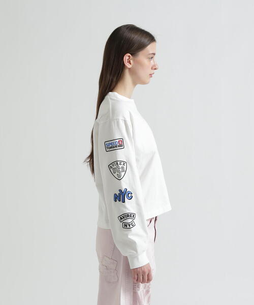 AVIREX(アヴィレックス)の「MOTOR ARM PATCH L/S T-SHIRT(Tシャツ/カットソー・レディース・チャコールグレー/その他18/ホワイト・F)」の9枚目の写真