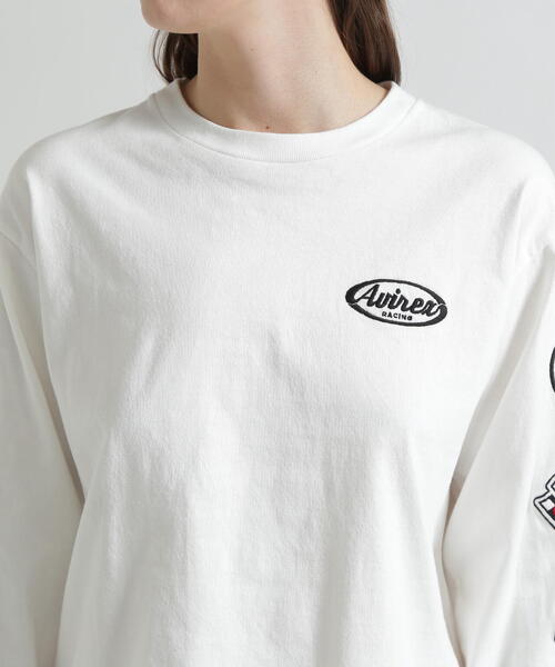 AVIREX(アヴィレックス)の「MOTOR ARM PATCH L/S T-SHIRT(Tシャツ/カットソー・レディース・チャコールグレー/その他18/ホワイト・F)」の10枚目の写真