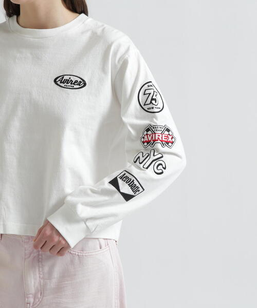 AVIREX(アヴィレックス)の「MOTOR ARM PATCH L/S T-SHIRT(Tシャツ/カットソー・レディース・チャコールグレー/その他18/ホワイト・F)」の11枚目の写真