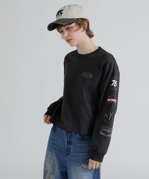 AVIREX(アヴィレックス)の「MOTOR ARM PATCH L/S T-SHIRT(Tシャツ/カットソー・レディース・チャコールグレー/その他18/ホワイト・F)」の22枚目の写真