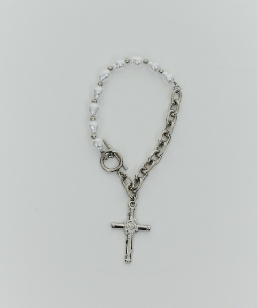 DTYYPE（ドタイプ）の「パールチェーンクロスチャームブレスレット（ブレスレット・レディース・シルバー・FREE）」の8枚目の写真