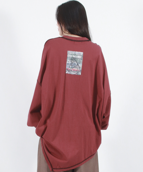 DEMARC(ドゥマーク)の「オーバーサイズアシンメトリーロングスリーブTシャツバーガンディ(Tシャツ/カットソー・レディース・その他・ONE SIZE)」の15枚目の写真