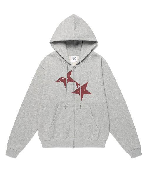 Cavish(カビシ)の「TWIN STAR ZIP UP HOODIE GREY(CV2FFUM498A)(パーカー・レディース・グレー・S/M/L)」の4枚目の写真