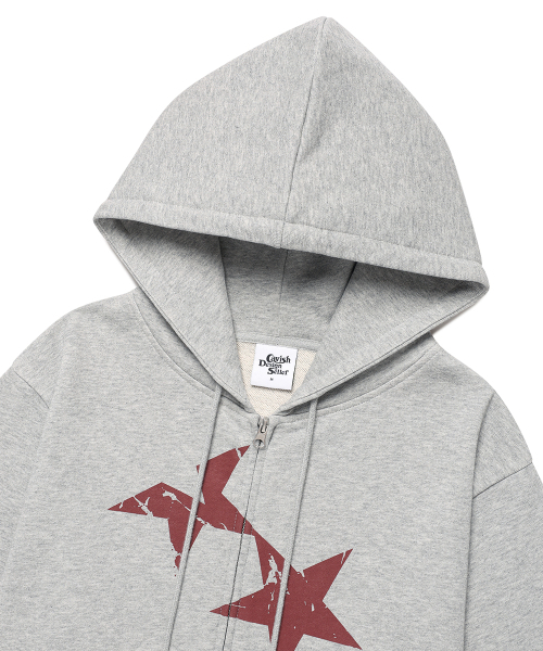 Cavish(カビシ)の「TWIN STAR ZIP UP HOODIE GREY(CV2FFUM498A)(パーカー・レディース・グレー・S/M/L)」の6枚目の写真