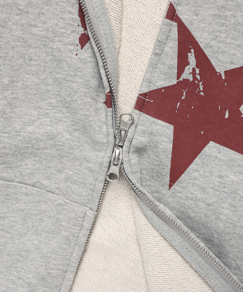 Cavish(カビシ)の「TWIN STAR ZIP UP HOODIE GREY(CV2FFUM498A)(パーカー・レディース・グレー・S/M/L)」の8枚目の写真
