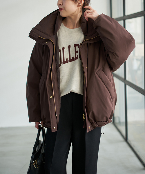 Spick & Span（スピックアンドスパン）の「《追加2》2WAY撥水ダウンハーフコート（ダウンジャケット/コート・レディース・ブラウン系その他/ブラック・38/36/34）」の8枚目の写真