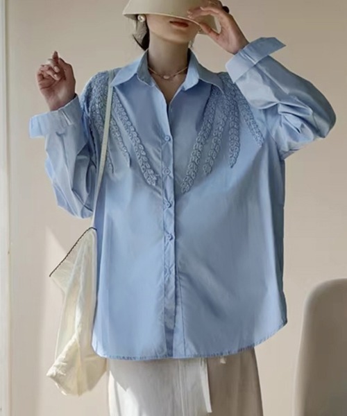 ReRe(リリ)の「刺繍入りデザインシャツ(シャツ/ブラウス・レディース・ブルー/ブラック/ホワイト・FREE)」の15枚目の写真