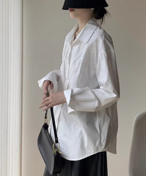 ReRe(リリ)の「刺繍入りデザインシャツ(シャツ/ブラウス・レディース・ブルー/ブラック/ホワイト・FREE)」の19枚目の写真
