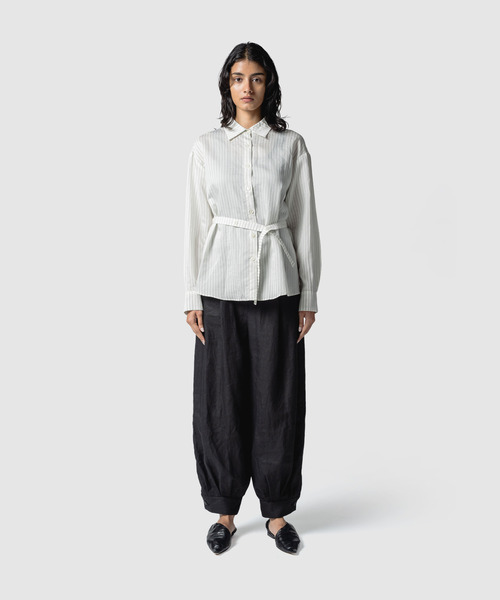 muller of yoshiokubo（ミュラーオブヨシオクボ）の「muller of yoshiokubo ミュラーオブヨシオクボ / STRIPE BACK OPEN SHIRTS クラシックストライプバックオープンシャツ / MLS26208（シャツ/ブラウス・レディース・ブルー/ピンク・FREE）」の6枚目の写真