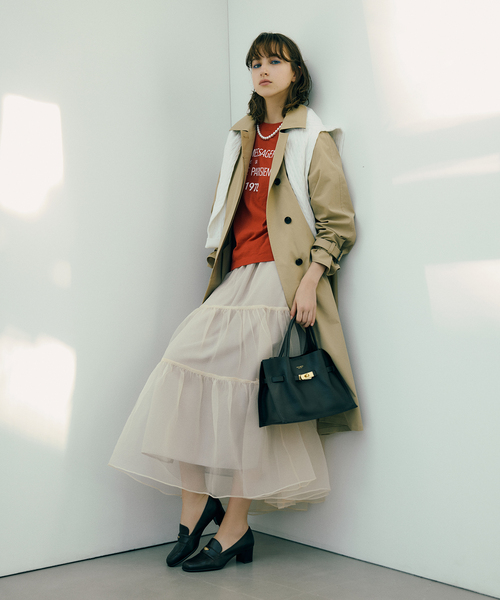 La TOTALITE（ラトータリテ）の「【洗える】オーガンジーティアードスカート（スカート・レディース・ベージュ/ブラック・FREE）」の6枚目の写真