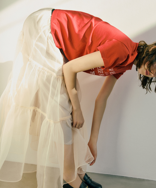 La TOTALITE（ラトータリテ）の「【洗える】オーガンジーティアードスカート（スカート・レディース・ベージュ/ブラック・FREE）」の7枚目の写真