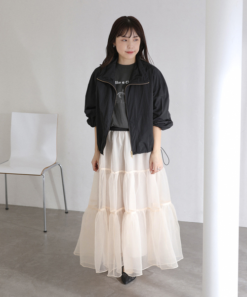 La TOTALITE（ラトータリテ）の「【洗える】オーガンジーティアードスカート（スカート・レディース・ベージュ/ブラック・FREE）」の9枚目の写真