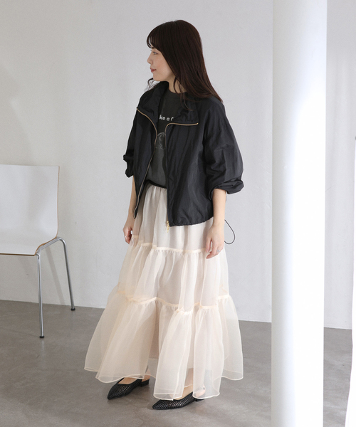 La TOTALITE（ラトータリテ）の「【洗える】オーガンジーティアードスカート（スカート・レディース・ベージュ/ブラック・FREE）」の10枚目の写真