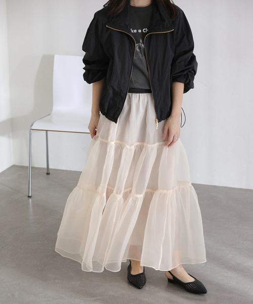 La TOTALITE（ラトータリテ）の「【洗える】オーガンジーティアードスカート（スカート・レディース・ベージュ/ブラック・FREE）」の13枚目の写真