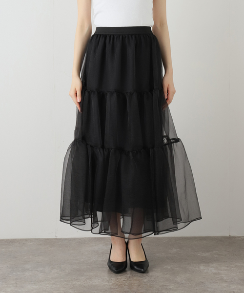 La TOTALITE（ラトータリテ）の「【洗える】オーガンジーティアードスカート（スカート・レディース・ベージュ/ブラック・FREE）」の16枚目の写真