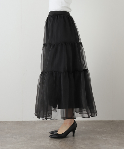 La TOTALITE（ラトータリテ）の「【洗える】オーガンジーティアードスカート（スカート・レディース・ベージュ/ブラック・FREE）」の17枚目の写真
