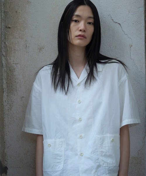 OMNIGOD（オムニゴッド）の「[OMNIGOD womens / オムニゴッド] コットンリネンジャガード ショートスリーブシャツジャケット（シャツ/ブラウス・レディース・ホワイト/ブラウン・0）」の10枚目の写真