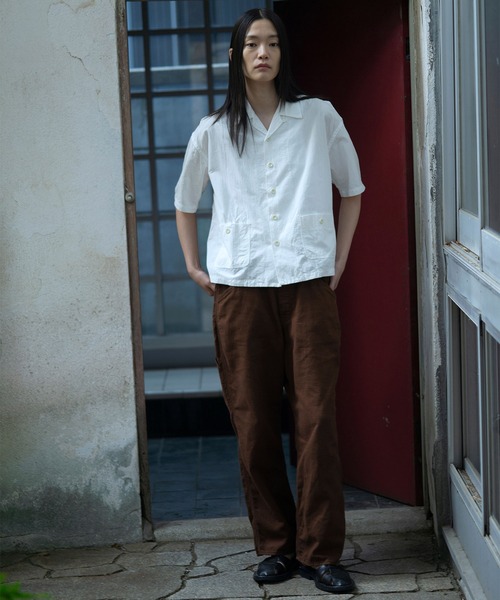 OMNIGOD（オムニゴッド）の「[OMNIGOD womens / オムニゴッド] コットンリネンジャガード ショートスリーブシャツジャケット（シャツ/ブラウス・レディース・ホワイト/ブラウン・0）」の11枚目の写真