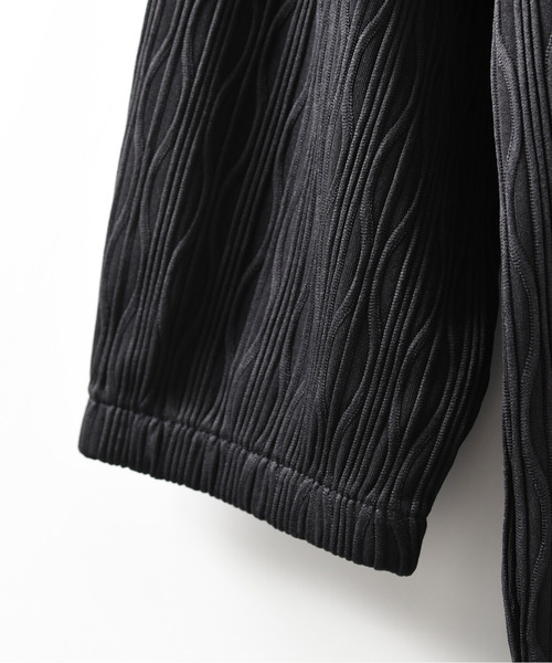 neos（ネオス）の「【neos】ロングTシャツ メンズ エンボス ストライプ ウェーブ柄 ルーズシルエット きれいめ（Tシャツ/カットソー・メンズ・ホワイト/ブラック/ワインレッド・MEDIUM/LARGE/X-LARGE）」の21枚目の写真