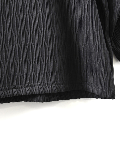 neos（ネオス）の「【neos】ロングTシャツ メンズ エンボス ストライプ ウェーブ柄 ルーズシルエット きれいめ（Tシャツ/カットソー・メンズ・ホワイト/ブラック/ワインレッド・MEDIUM/LARGE/X-LARGE）」の22枚目の写真