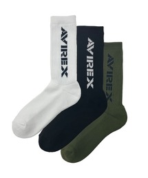 MAISON mou（メゾンムー）の「【AVIREX/アヴィレックス】Standard Logo Jacquard 3P Socks ソックス25-27cm（ソックス/靴下）」