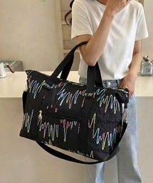 【大容量】フクレジャガード ギザギザ刺繍 キャリーオン ボストンバッグ