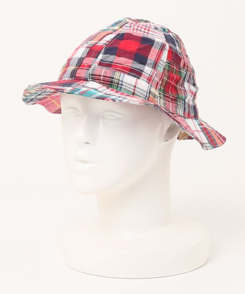 HOUSTON（ヒューストン）の「【HOUSTON】マドラスチェック　パッチワーク　ハット（ハット・メンズ・ブルー/レッド/グリーン・MEDIUM）」の3枚目の写真