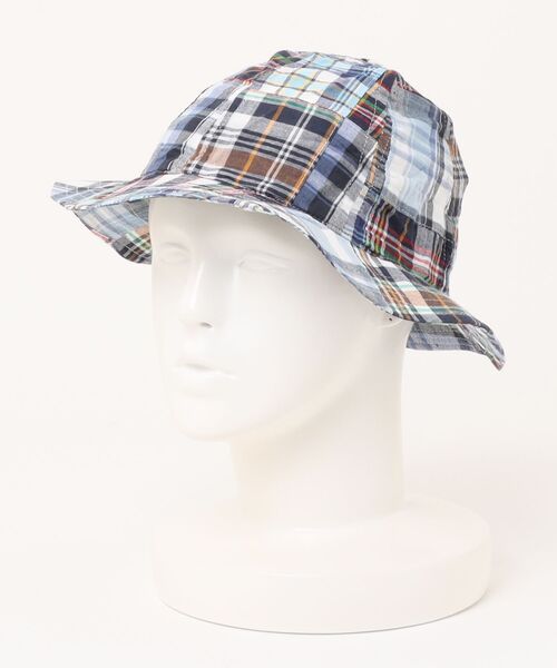 HOUSTON（ヒューストン）の「【HOUSTON】マドラスチェック　パッチワーク　ハット（ハット・メンズ・ブルー/レッド/グリーン・MEDIUM）」の2枚目の写真