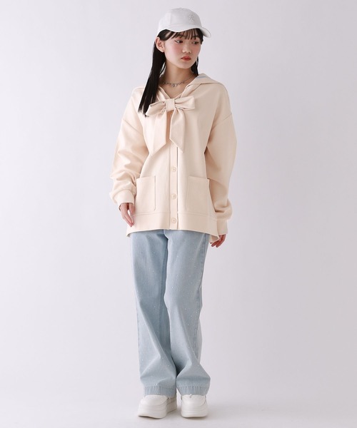 repipi armario（レピピ アルマリオ）の「【2WAY】セーラーリボンカットカーディガン（カーディガン/ボレロ・キッズ・グレー/アイボリー/ネイビー・MEDIUM/LARGE）」の18枚目の写真