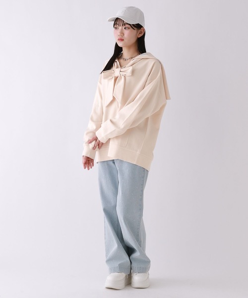 repipi armario（レピピ アルマリオ）の「【2WAY】セーラーリボンカットカーディガン（カーディガン/ボレロ・キッズ・グレー/アイボリー/ネイビー・MEDIUM/LARGE）」の19枚目の写真