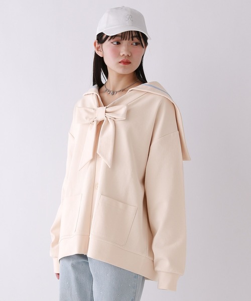 repipi armario（レピピ アルマリオ）の「【2WAY】セーラーリボンカットカーディガン（カーディガン/ボレロ・キッズ・グレー/アイボリー/ネイビー・MEDIUM/LARGE）」の22枚目の写真