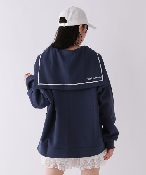 repipi armario（レピピ アルマリオ）の「【2WAY】セーラーリボンカットカーディガン（カーディガン/ボレロ・キッズ・グレー/アイボリー/ネイビー・MEDIUM/LARGE）」の5枚目の写真