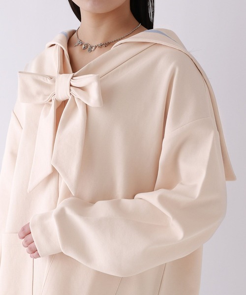 repipi armario（レピピ アルマリオ）の「【2WAY】セーラーリボンカットカーディガン（カーディガン/ボレロ・キッズ・グレー/アイボリー/ネイビー・MEDIUM/LARGE）」の10枚目の写真