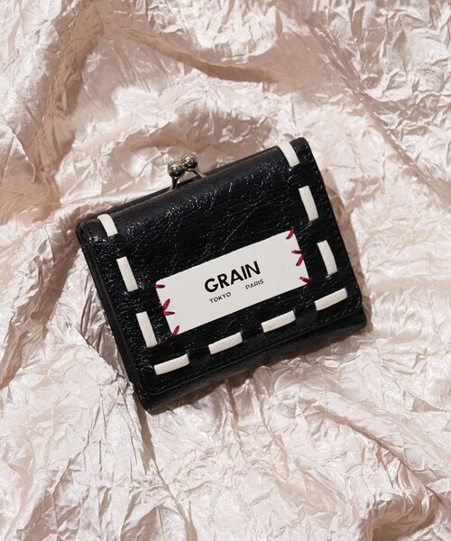 GRAIN（グレイン）の「【GRAIN/グレイン】ヴィンテージステッチ三つ折りがま口ウォレット（財布・レディース・ホワイト/ネイビー/カーキ/ブラック/ピンク/ブラウン・FREE）」の3枚目の写真